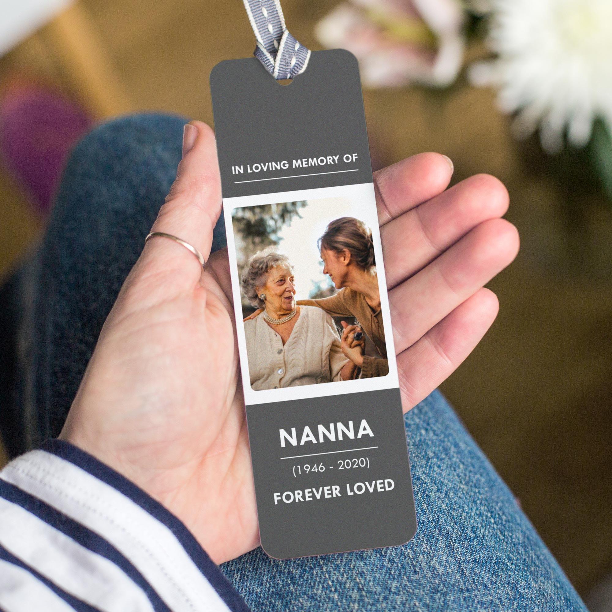 Grief Sympathy Memorial Gift: Custom Press Flower Remembrance Bookmark