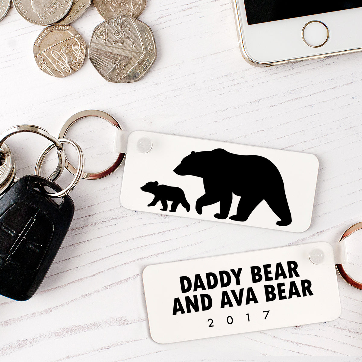 Personalised Daddy Bear Keyring The Little Picture Company