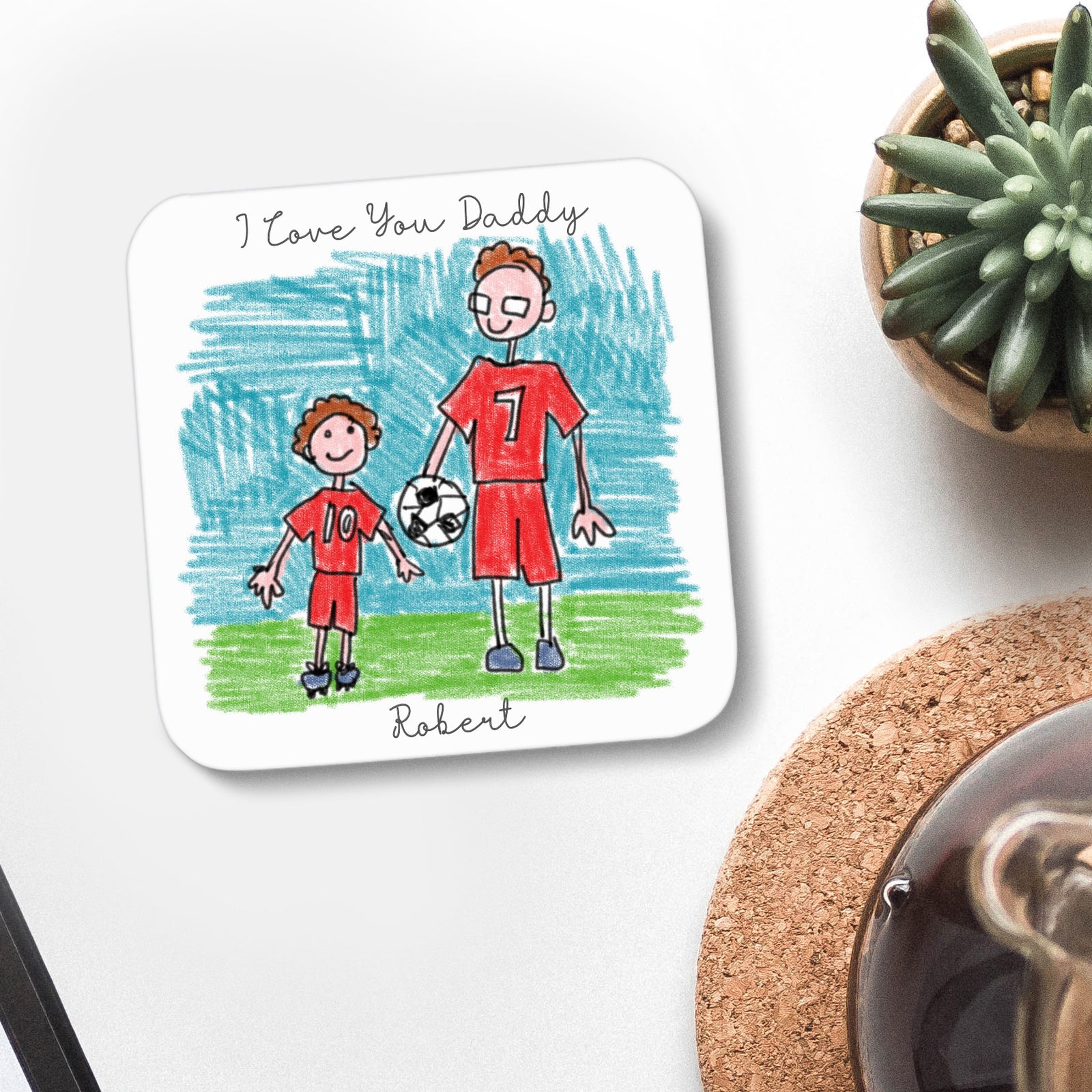 Personalised Kids Drawing Printed Acrylic Coaster Children Art