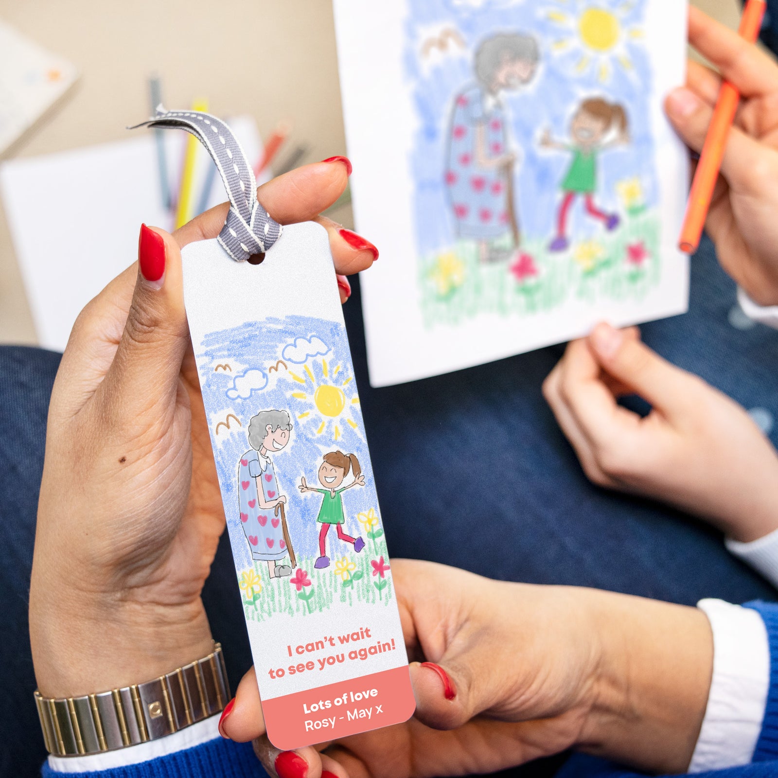 Personalised Bookmark With Child's Drawing For Grandparents The