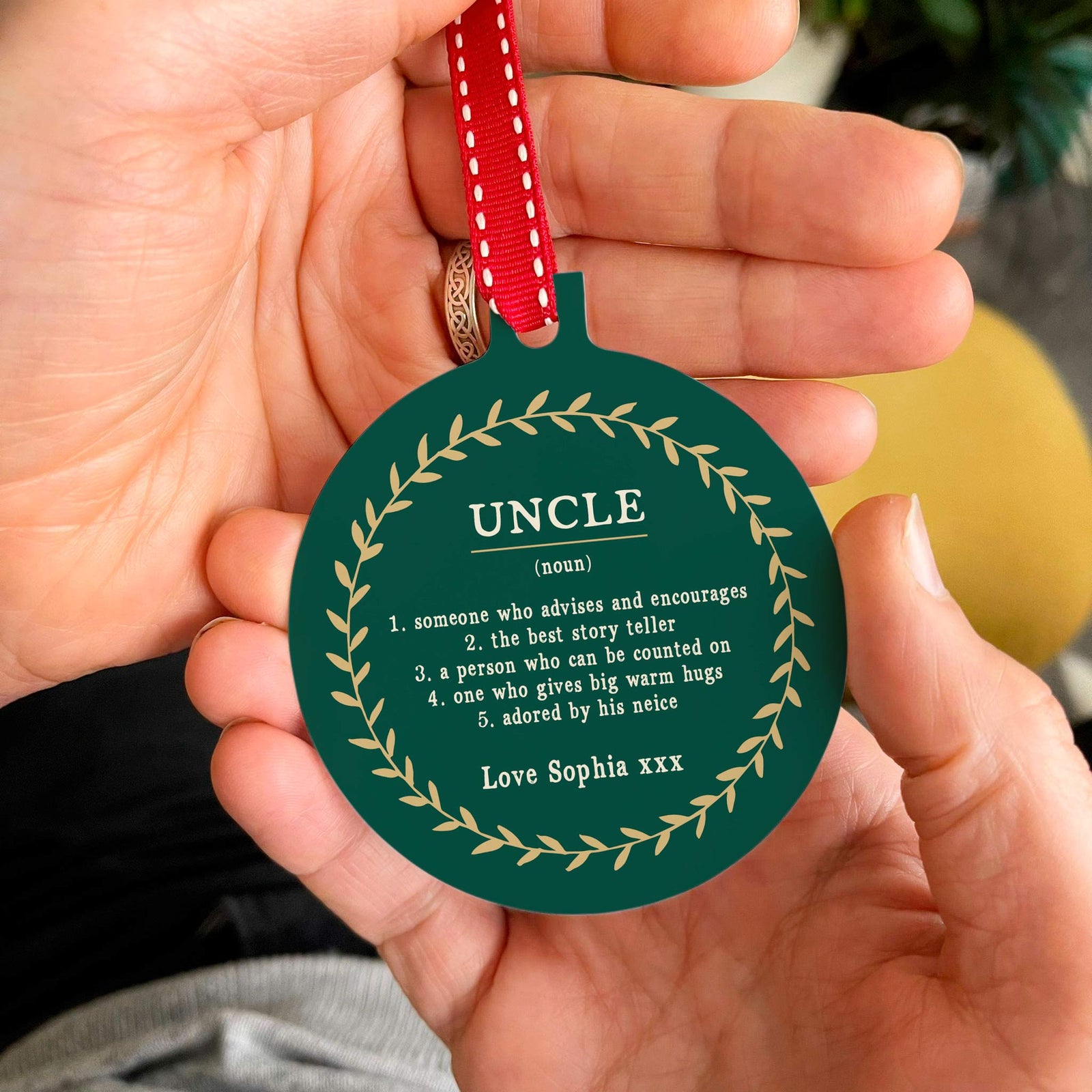 Personalised 'Definition Of Uncle' Christmas Bauble The Little
