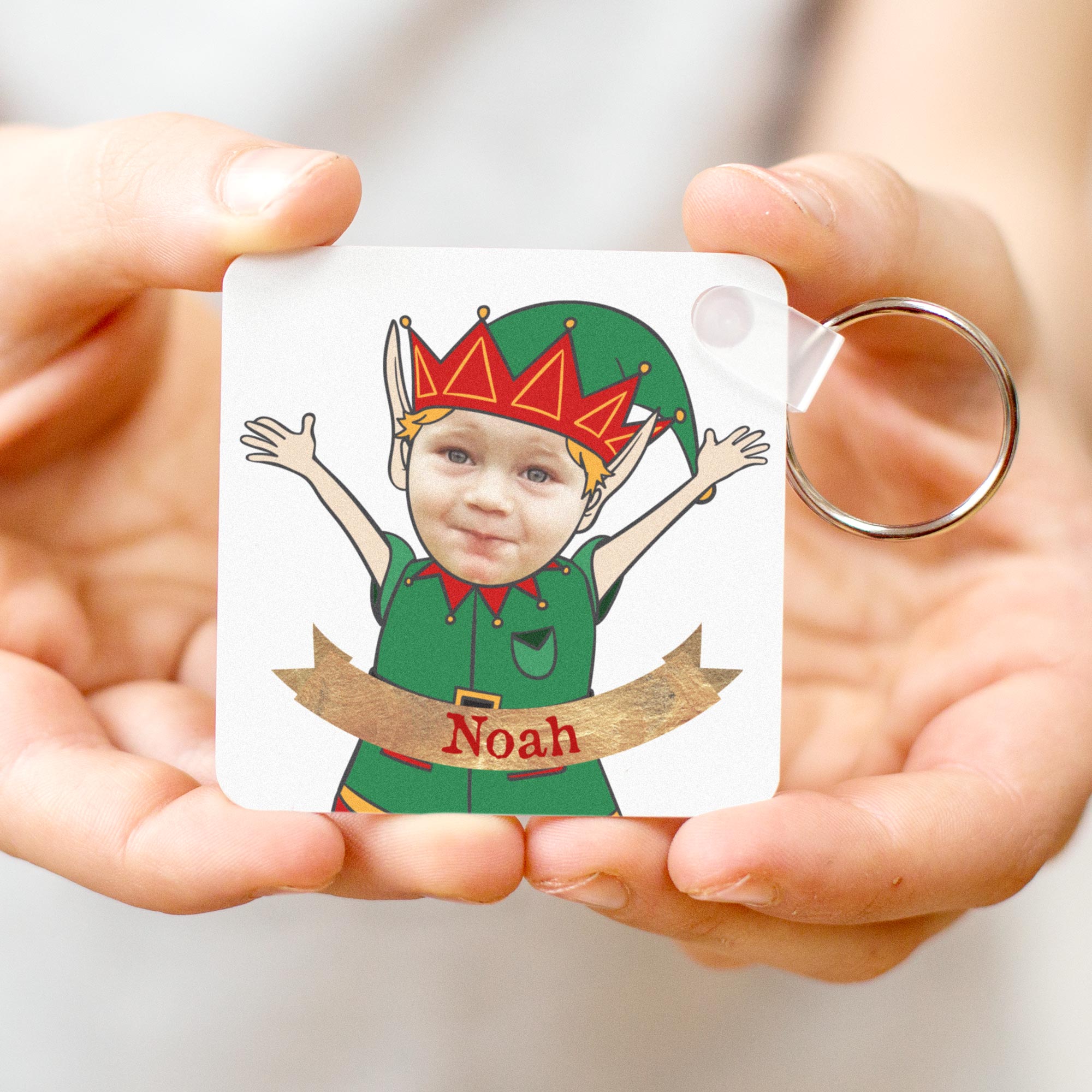Personalised Elf Selfie Christmas Keyring | The Little Picture Company