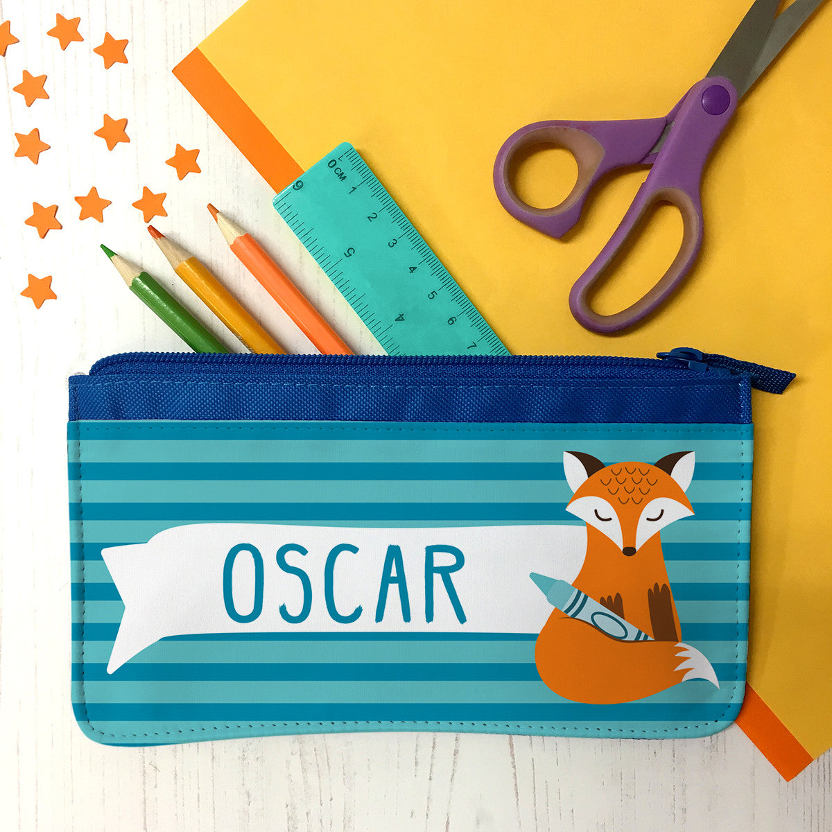 Children's Personalised 'Clever Fox' Fabric Pencil Case The Little