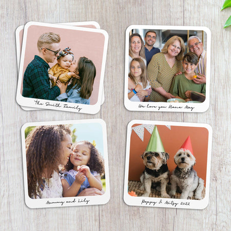 First Father's Day Personalised Photo Print Coaster Card - UK Made, Fathers Day Gift