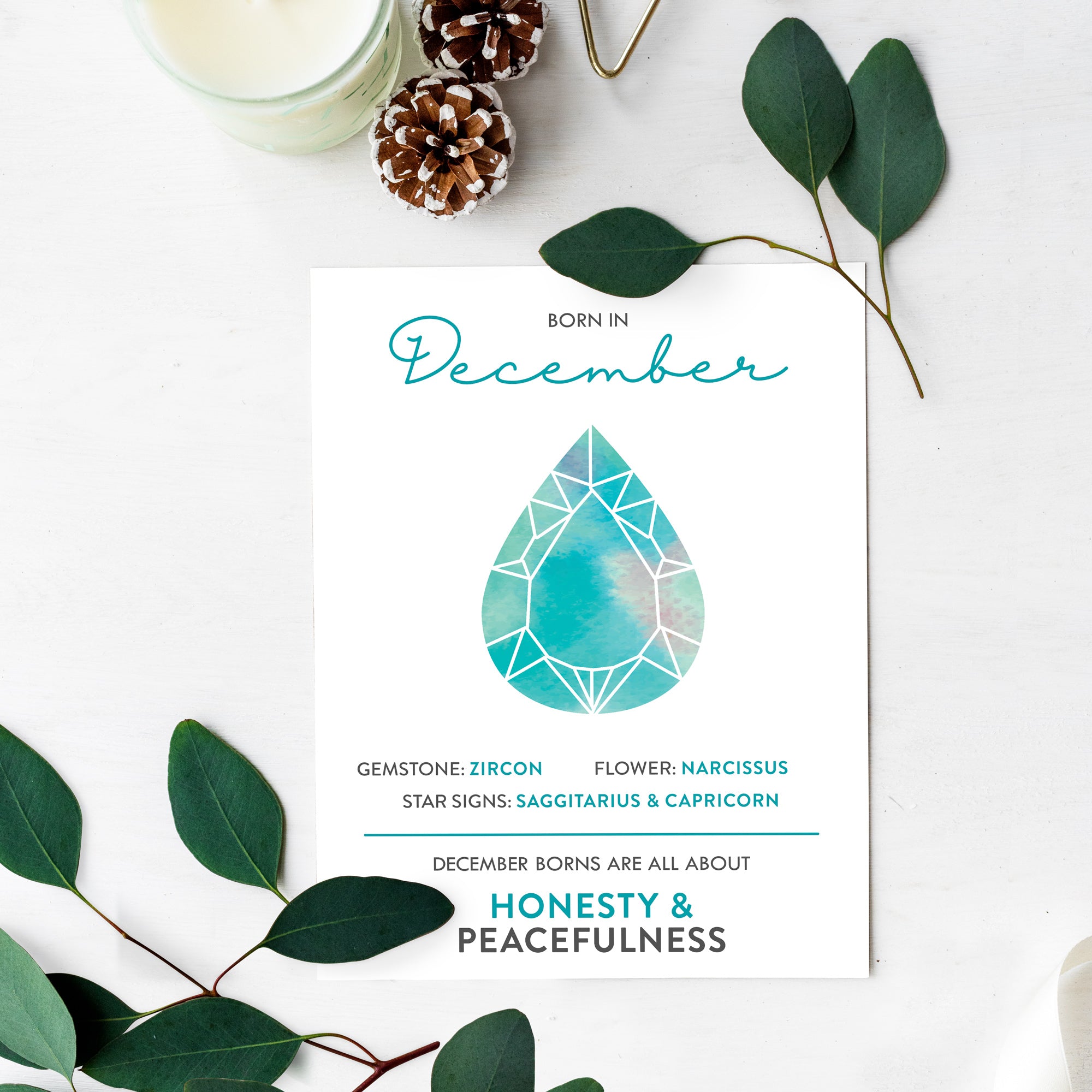 Printable December Card FREE Printable December Birth Month Card | The Little Picture Company