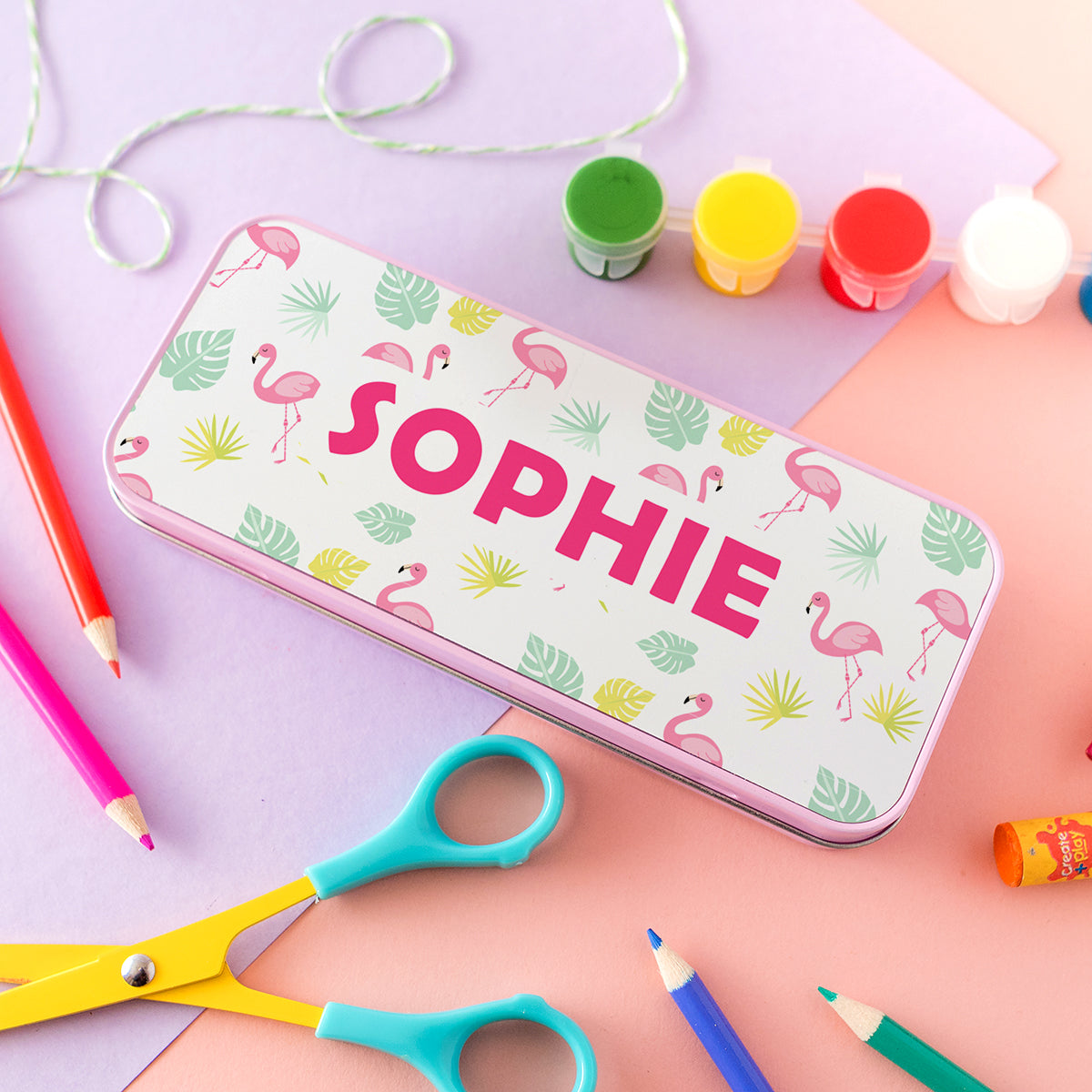 Personalised Pencil Tin With Flamingo Design | The Little Picture Company