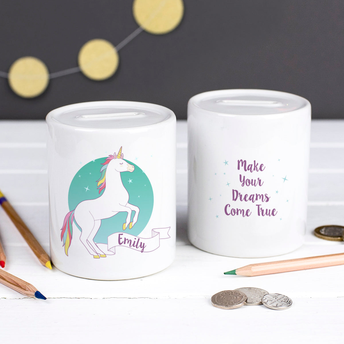 Personalised Unicorn Money Box The Little Picture Company