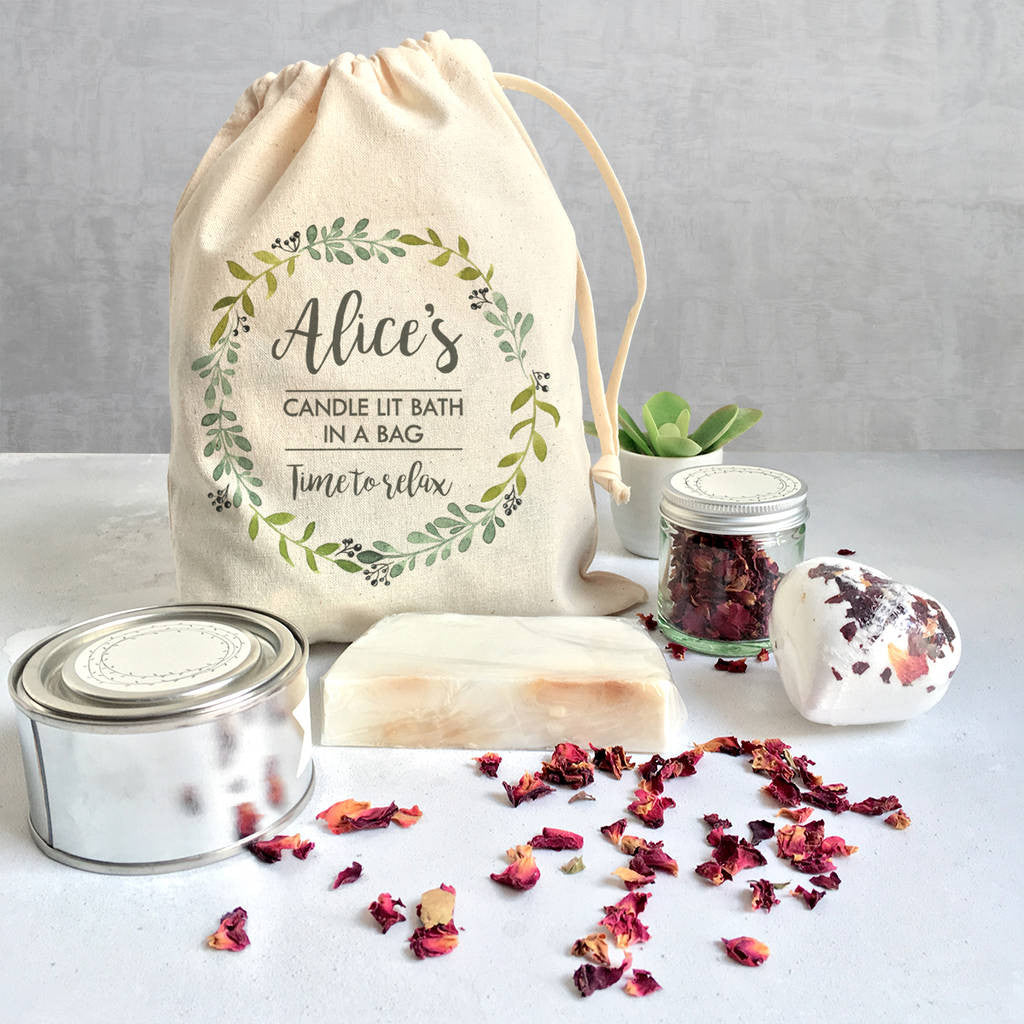 Personalised 'Candlelit Bath In A Bag' Spa Kit The Little Picture Company