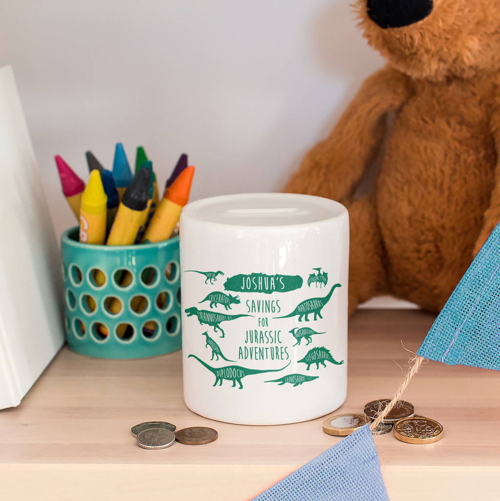 Personalised Dinosaur Money Box The Little Picture Company